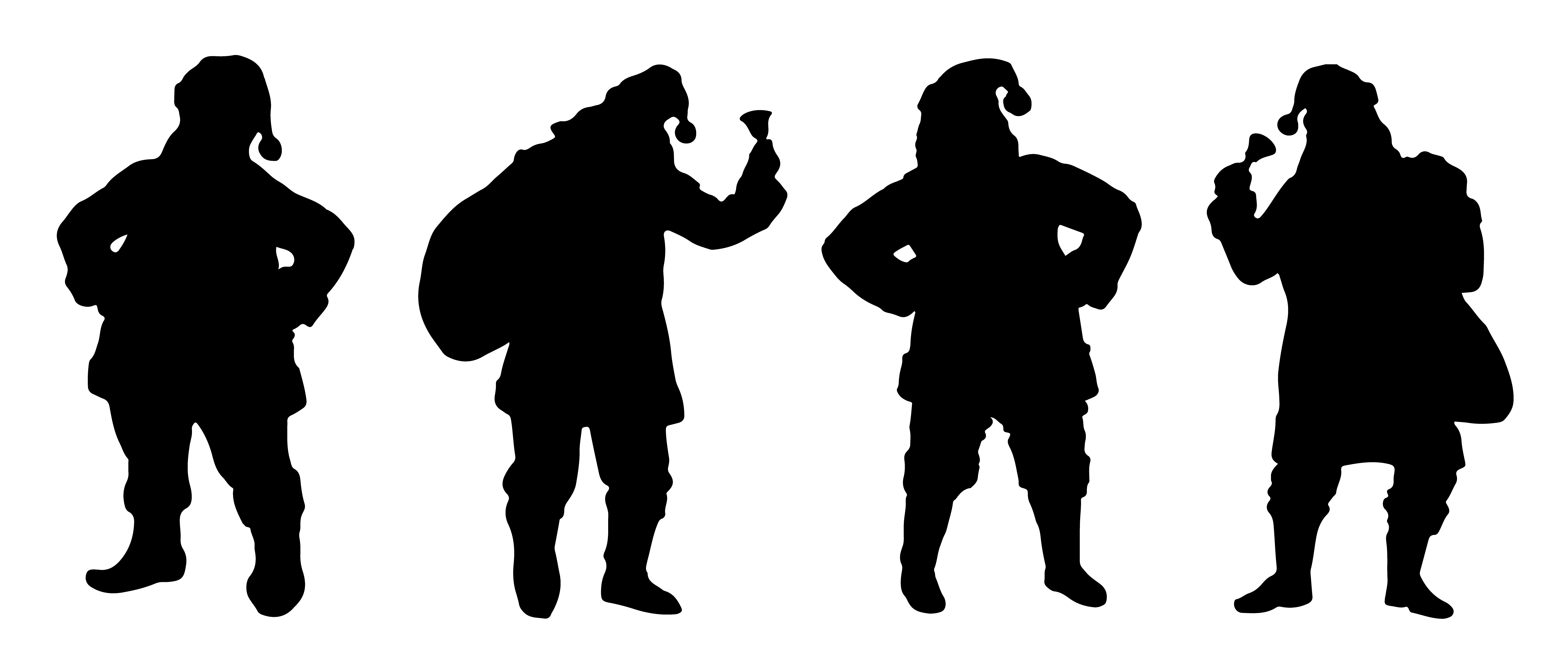 santa silhouettes on the white background